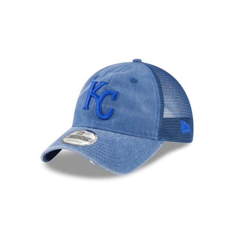 MLB Kansas City Royals Tonal Washed Trucker 9Twenty Adjustable (XCC2357) - Blue New Era Caps